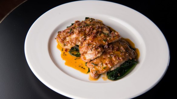 Quiet elegance: The saltimbocca di maiale (pork loin) e spigarello.