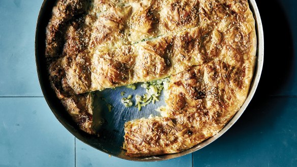 Kathy Tsaples's easy zucchini, feta and ricotta pita (efkoli kolokithopta).