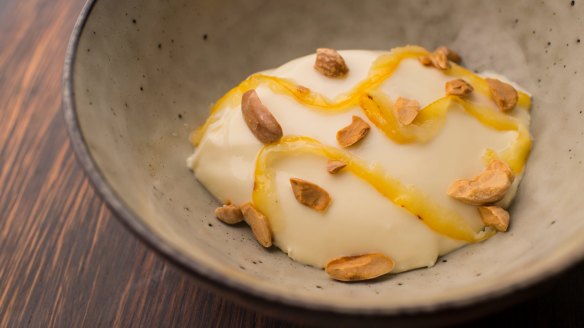 Panna cotta with candied yuzu. 