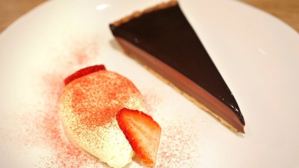 Chocolate strawberry tart.