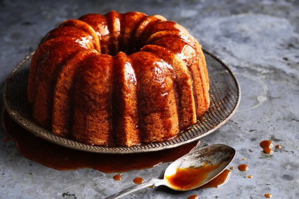 Banana, coffee and cardamom bundt cake.