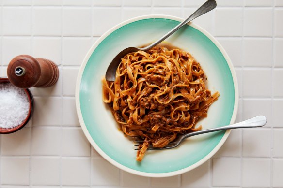 This porcini ragu has all the intensity of a meat ragu that has simmered for hours.