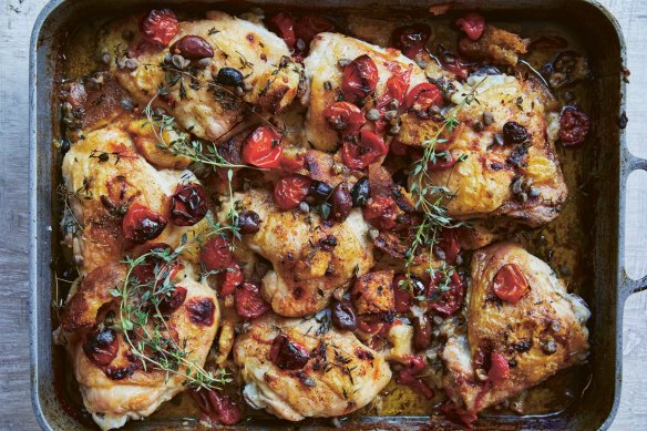 Make the most of leftover sourdough with this baked chicken dinner.