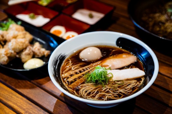 Katsuo (bonito) ramen, with egg.