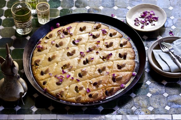 Karen Martini's basbousa with pistachio and almond
