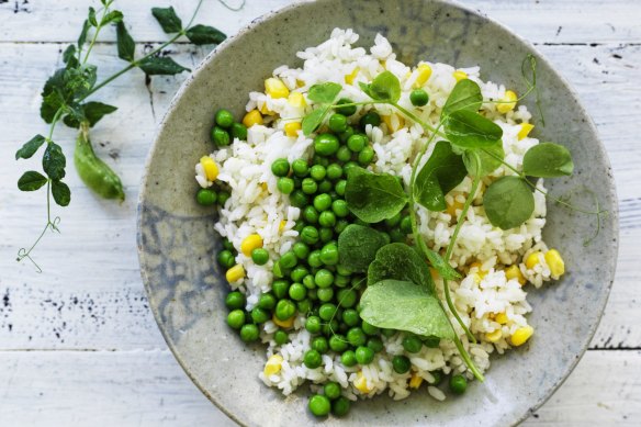 Corn and green pea rice.