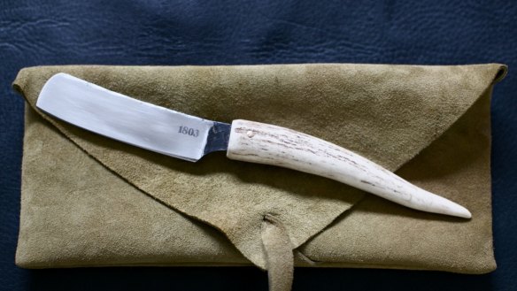 Hand-forged cheese knife, $250 from 1803, 
<a href="http://1803.com.au/shop/hand-forged-blades/1803-cheese-knife/" target="_blank">1803.com.au</a>.
