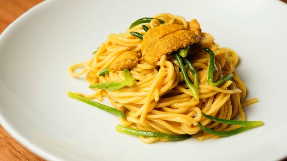 Presses the right buttons: Bacco's spaghetti alla chitarra with sea urchin and beach banana.