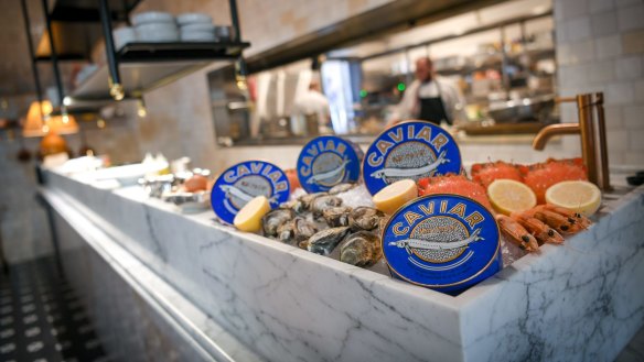 A seafood bar is a key feature of Entrecote's new dining room, which draws heavily on the brasseries of Paris.