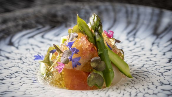 Scallop and abalone in dashi jelly.