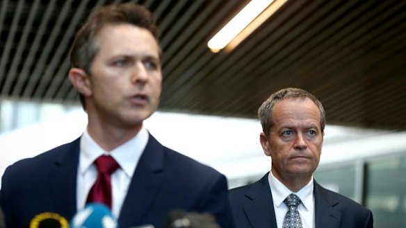 Shadow Trade Minister Jason Clare with Opposition Leader Bill Shorten.