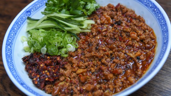 Fiery dan dan noodles are available to take away from Lee Ho Fook in the CBD.