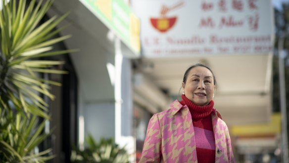 Angie Hong outside UE Noodle restaurant in Cabramatta. 