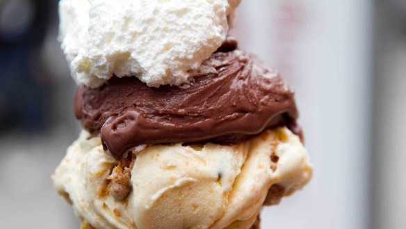 Johnny Di Francesco's Zero Gradi offers gelato con panna (gelato topped with whipped cream).