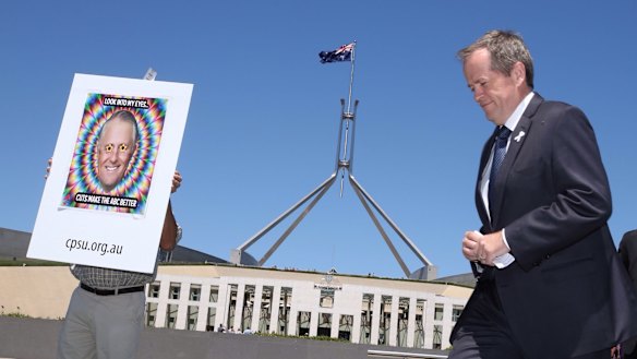 Support: Opposition Leader Bill Shorten at a rally against the cuts at Parliament House.