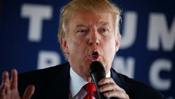 Republican presidential candidate Donald Trump speaks during a meeting with local farmers in Florida.