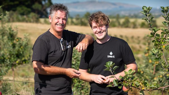 Bill (left) and Tom Gurnett of Gurneys Cider in South Gippsland, Victoria.