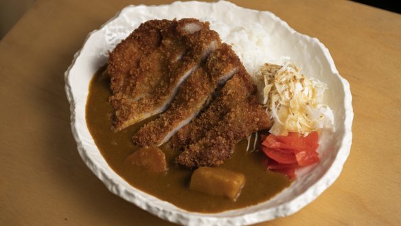 Japanese pork katsu curry rice. 