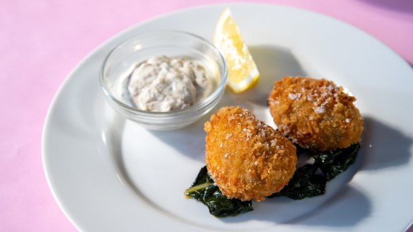 Lambs brains with eel mayonnaise. 