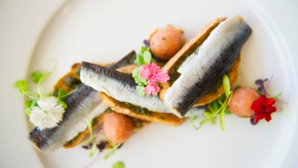 Currants add bursts of sweetness to a plate of Fremantle sardines.