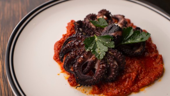 Braised octopus with 'nduja. 