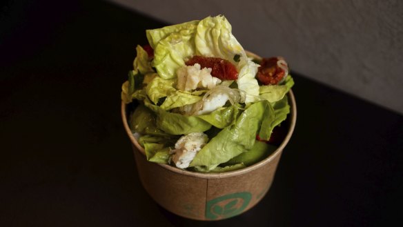 Rotisserie Murray cod and butter lettuce salad.