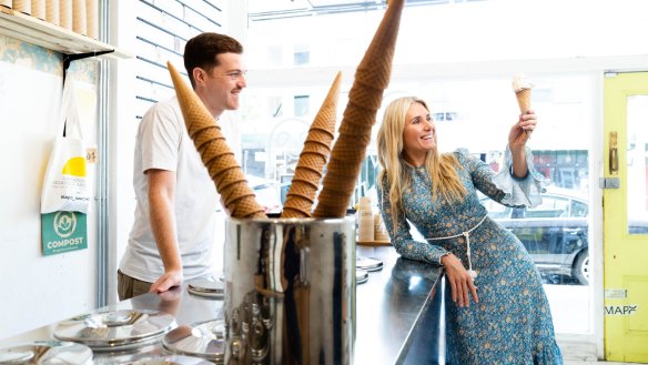 Magdalena Roze and Matteo Pochintesta with Oomite gelato at Mapo in Newtown.