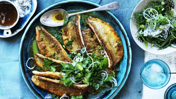 Neil Perry's pan-fried whiting with burnt butter and herb salad.