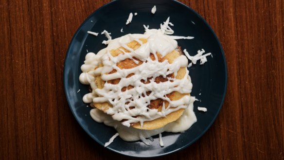 Sweet corn bread with queso.