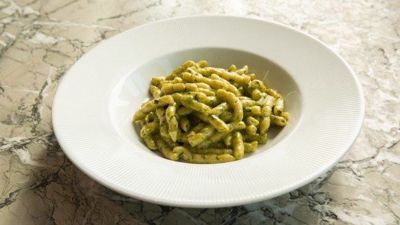 Be sure to order the trofie al pesto, prepared tableside.