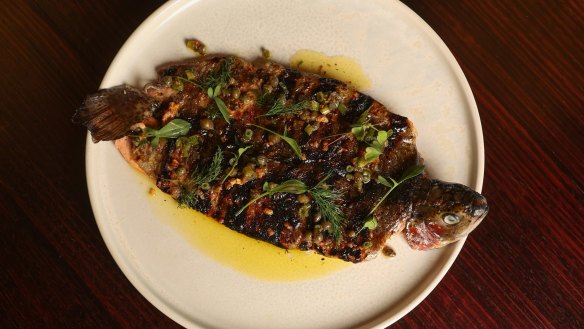 Don't miss the fish: Whole butterflied trout with capers, lemon and garlic, lemon, dill at Nimbo Fork Lodge.