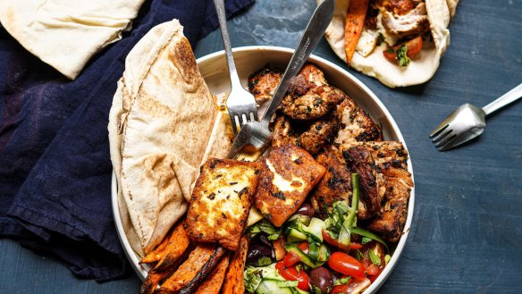 Build-your-own souvlaki bowls.