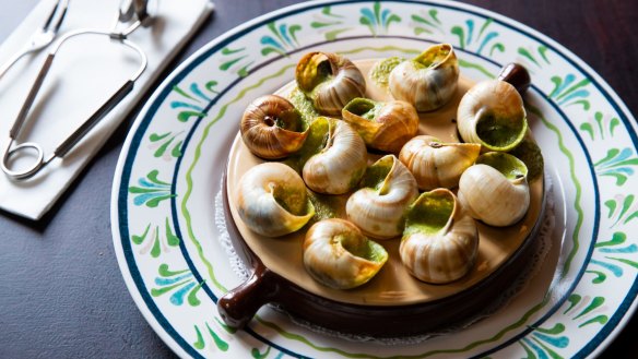 Burgundy snails in the shell.