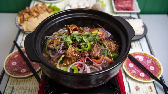 A two-person Hong Kong-style chicken pot at Hong Kong Bing Sutt in Eastwood. 