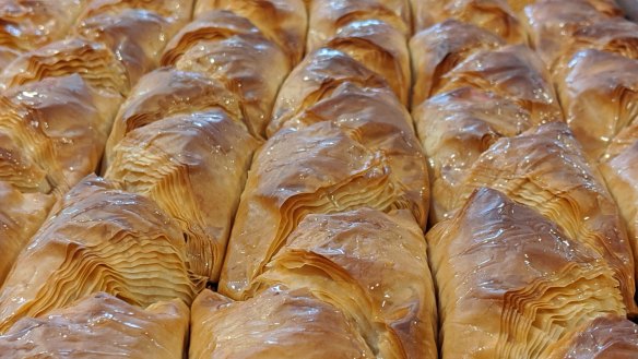 A tray of white milk slices at Said Pastry.