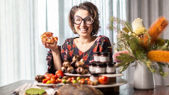 Cookbook author Alice Zaslavsky with her new Tumami spread made with organic tomatoes and black garlic.