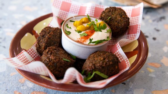 Herb-fresh falafel at Khmasa Cafe. 