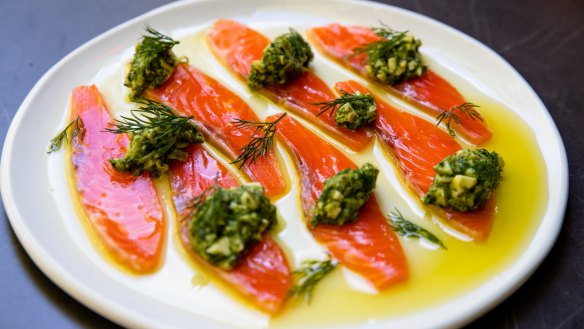 Cured ocean trout with sauce gribiche. 
