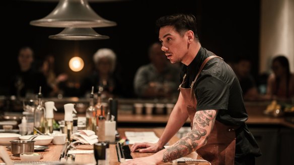 Chef Jake Kellie at his Adelaide restaurant Arkhe.