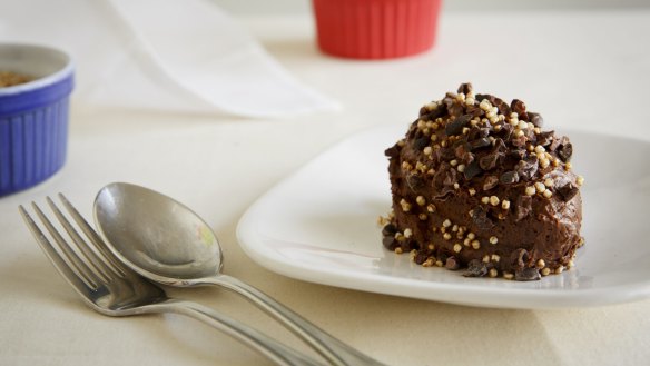 Frank Camorra's chocolate and cacao nib mousse.