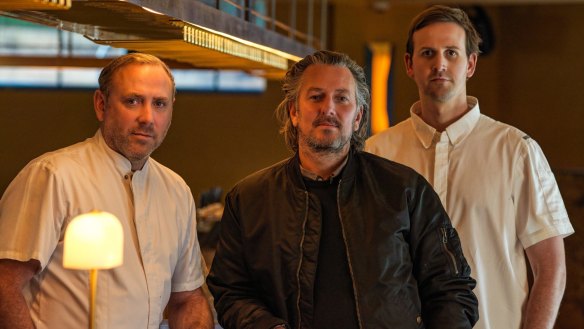 The Point Group's executive chef Joel Bickford (left) and director Brett Robinson (centre) and Dining Room head chef Aaron Ward.