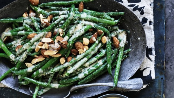 Add more almonds to your diet with Neil Perry's green beans with creamy anchovy.