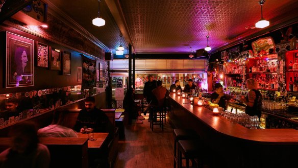 The main bar at Nighthawks in Collingwood.