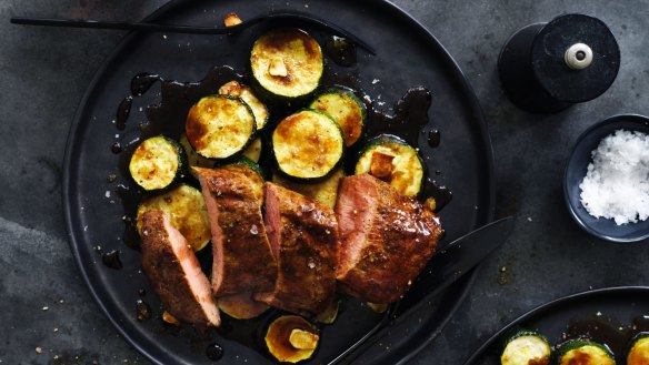 Neil Perry's spiced lamb with zucchini.