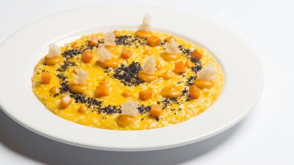 The pumpkin risotto with parmesan crisps and dried olives at Unico.