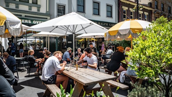 Street dining on George Street in The Rocks.