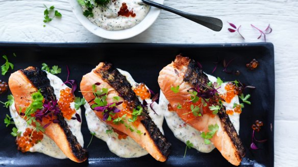 Or try Adam Liaw's barbecued one-sided salmon with dill sauce 