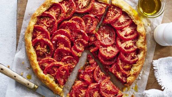 Tomato and olive tapenade tart.