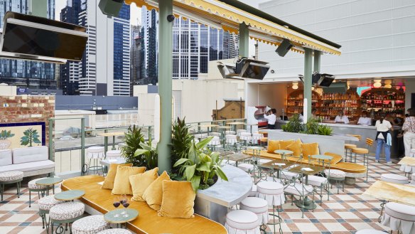 Cocktails are piped up from the basement to each level including the rooftop bar.