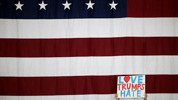 A sign held up at a Clinton rally in Ohio in June. 